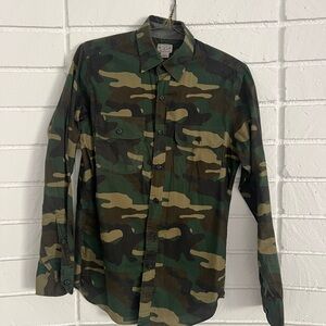J. Crew Green Camouflage Button-Up Shirt XS extra small camo military